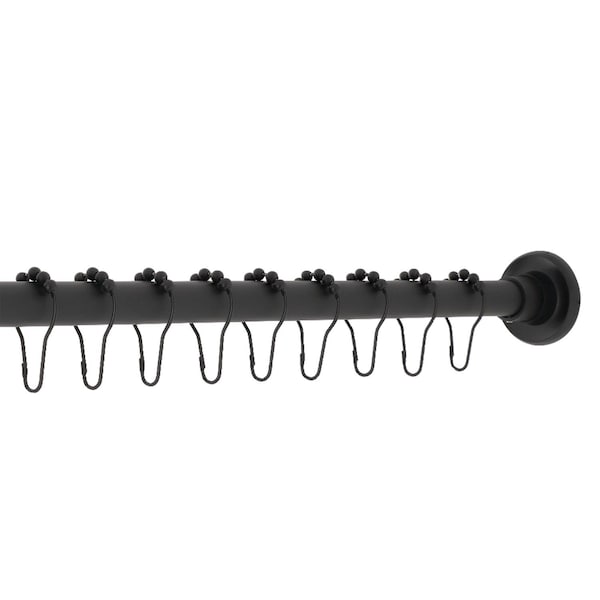 Kingston Brass KSR600 72-Inch Adjustable Stainless Steel Shower Curtain Rod with Rings, Matte Black KSR600 - main